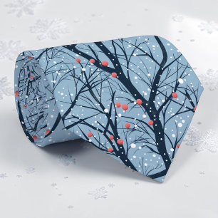 Gravata de Padrão Azul de Inverno Sazonal