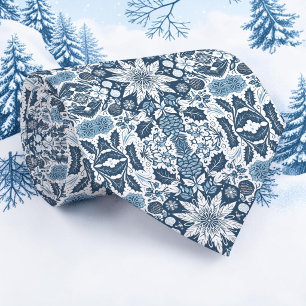 Gravata de Padrão de Floco de Neve de Inverno Sazo