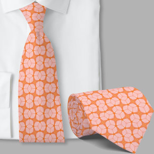 Gravata de Padrão Geométrico Laranja Artístico Mod