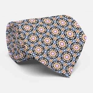 Gravata de Pescoço com Floreio Circular Lilás Azul