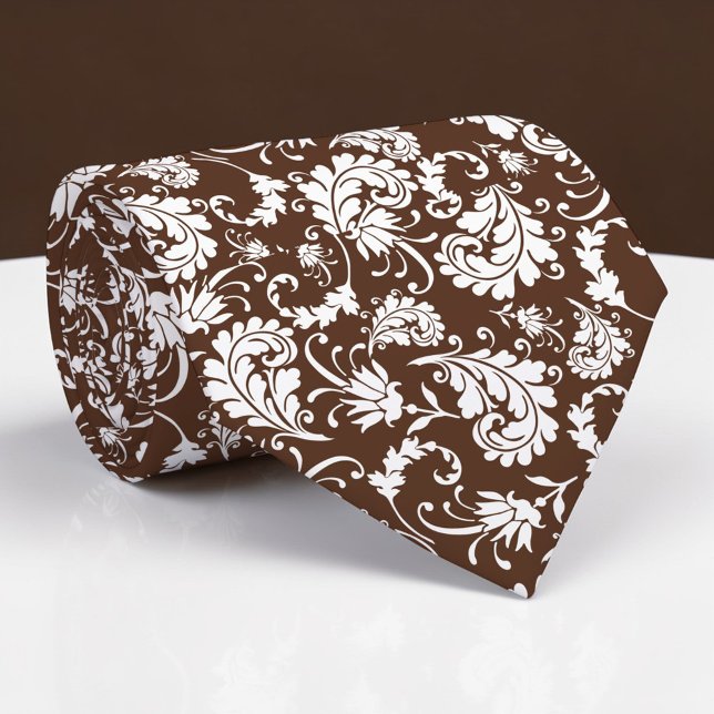 Gravata de Pescoço com Padrão Floral Marrom Person (Criador carregado)