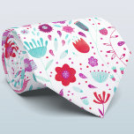Gravata de Pescoço de Aquarela Floral<br><div class="desc">Pintura botânica moderna de aquarelas de flores silvestres aqua azuis, rosa e roxas, em fundo branco.</div>