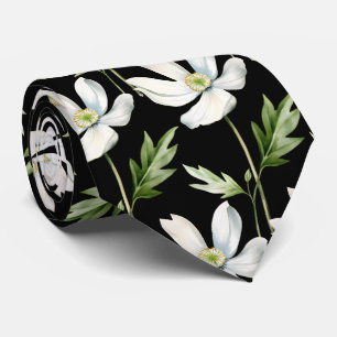 Gravata de pescoço de flores silvestres pretas e b