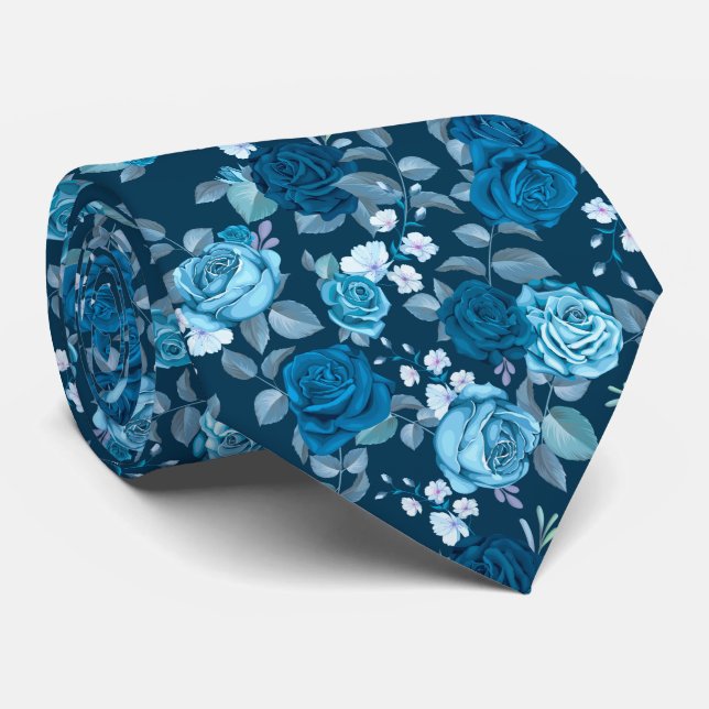 Gravata de Pescoço de Rosa Azul Elegante (Rolled)