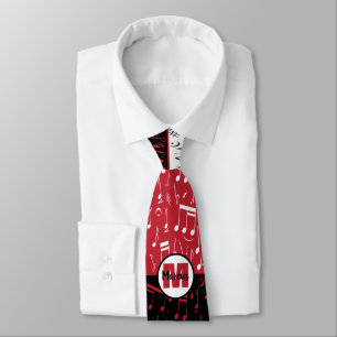 Gravata de pescoço, em vermelho preto e branco