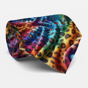 Gravata de Pescoço Estampa Leopardo Arco-íris