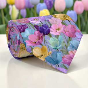 Gravata de Pescoço Floral de Tulipa de Primavera