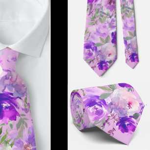 Gravata de Pescoço Flores de Rosas Lavanda Índigo