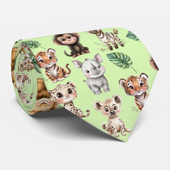 Gravata de Pescoço Menagerie de Animais da Savana (Rolled)