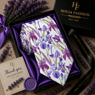 Gravata de pescoço roxa lavanda floral