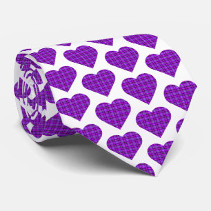 Gravata de Pescoço Xadrez em Forma de Coração Roxo