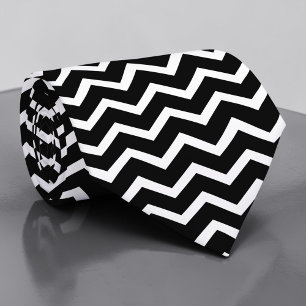 Gravata de Pescoço Zig Zag Preto e Branco Personal