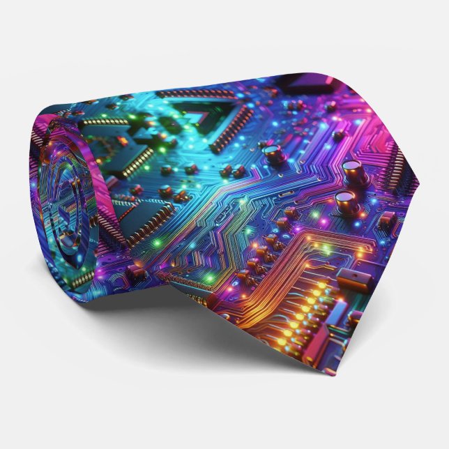Gravata de Placa de Circuito Arco-Íris – Tech Geek (Rolled)