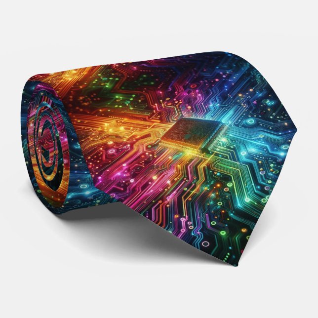 Gravata de Placa de Circuito Arco-Íris – Tech Geek (Rolled)