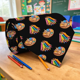 Gravata de professor de arte escolar com padrão