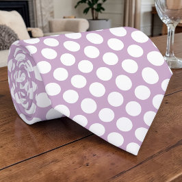 Gravata de seda com bolinhas brancas em fundo lava