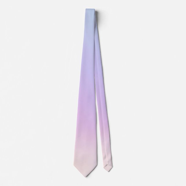 Gravata de seda com gradiente de lavanda a rosa su (Frente)