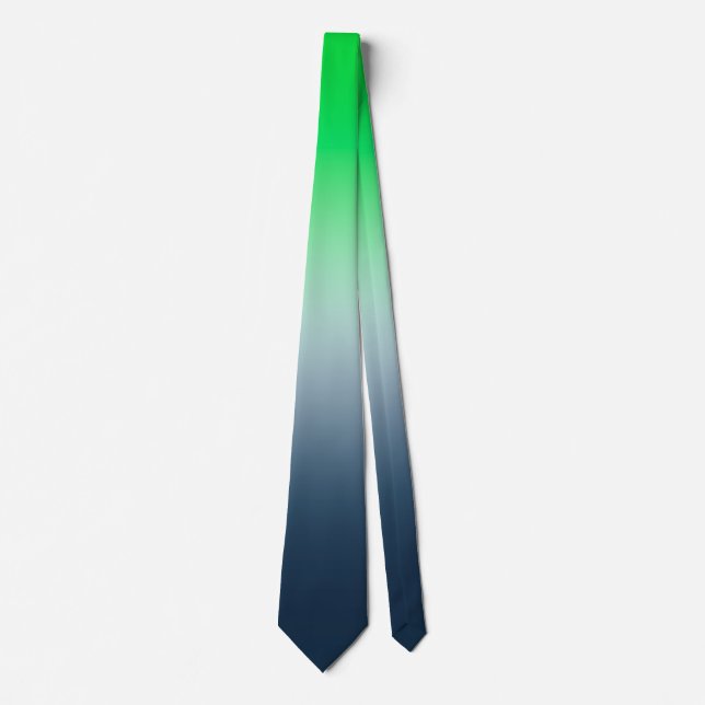 Gravata de seda com gradiente de verde a azul mari (Frente)