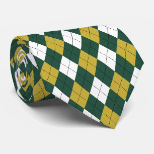 Gravata de seda com padrão argyle verde escuro e m
