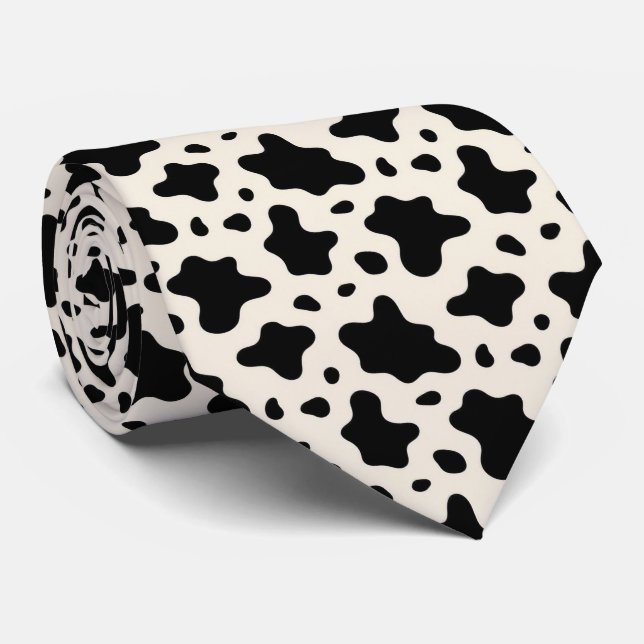 Gravata de seda falsa com estampa de vaca | Caubói (Rolled)