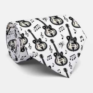 Gravata de seda falsa para músico Notas musicais