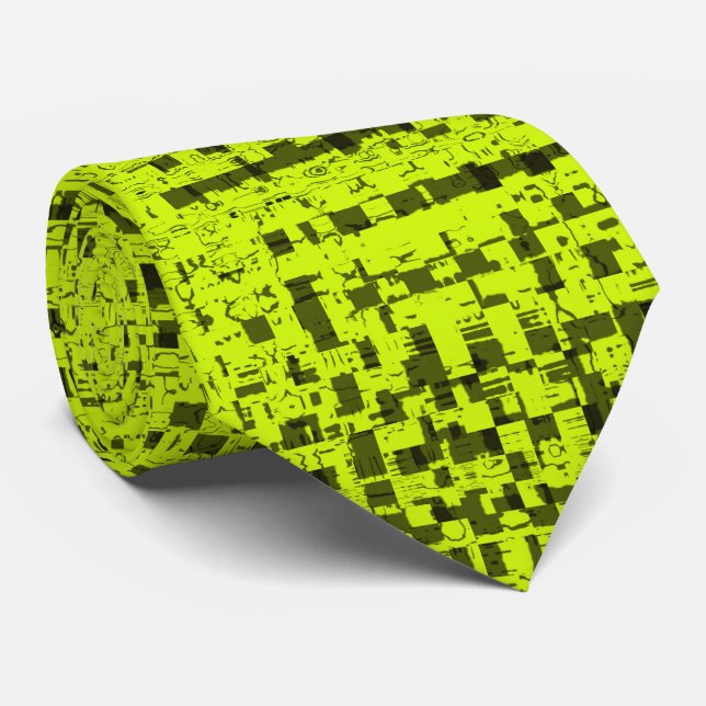 Gravata de seda xadrez Chartreuse  (Rolled)