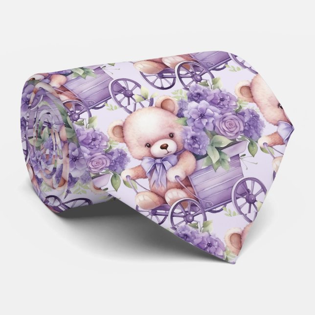 Gravata de Ursinho de Pelúcia Roxo Lilás (Rolled)