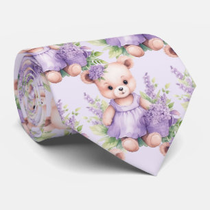 Gravata de Ursinho de Pelúcia Roxo Lilás