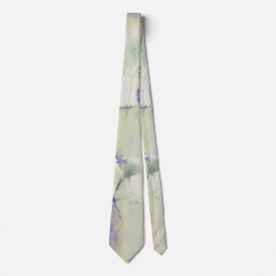 Gravata Decadência De Aquarela Em Verde Pálido E Azul