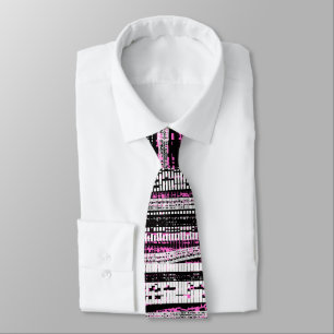 Gravata Decaimento técnico - preto, branco e rosa