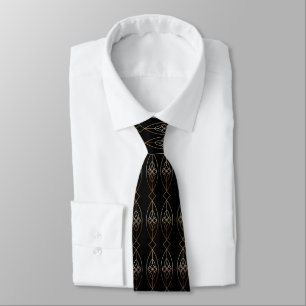 Gravata Deco Preto E Dourado