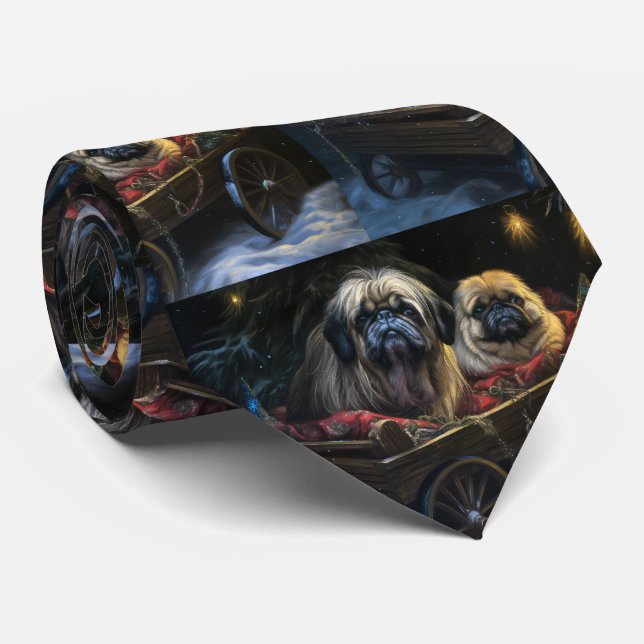 Gravata Decoração de Natal Pêlo de Cachorro Pequinês  (Rolled)