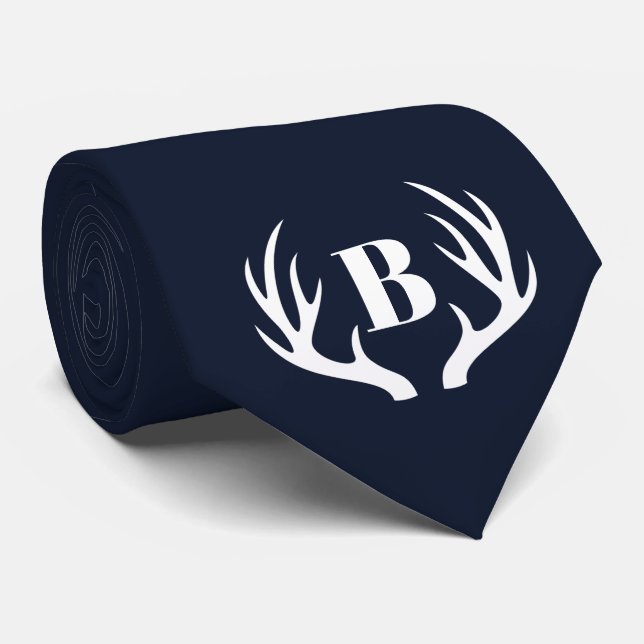 Gravata Deer Antlers Men's Blue and White (Rolled)