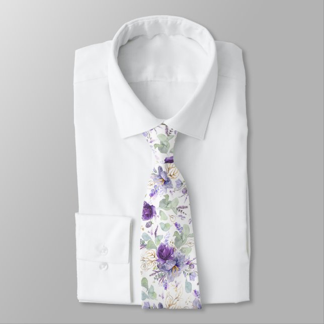 Gravata Delicate Pastel Purple Floral Wedding Neck Tie (Amarrado)