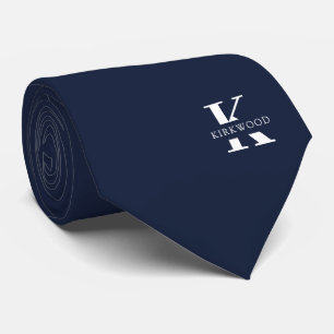 Gravata Denim Azul   Monograma Elegante + Nome de um Lado