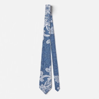Gravata Denim Lace Floral Fashion