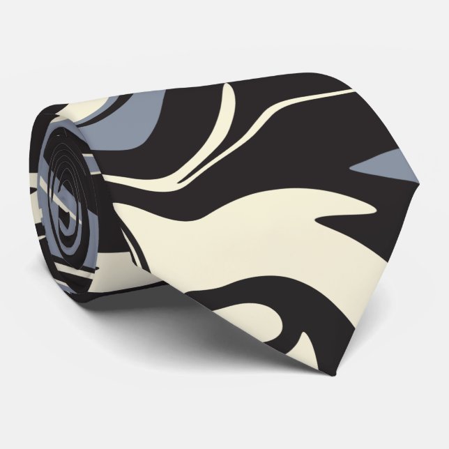 Gravata Derramar - Preto, Cinza e Creme (Rolled)