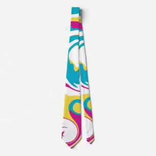 Gravata Derramar - Turquesa, Amarelo, Rosa e Branco