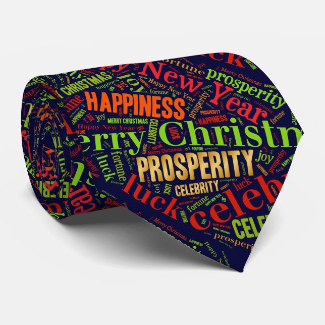 Gravata Desejos de Natal (Rolled)