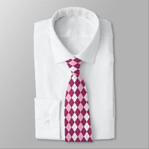 Gravata Desenho Argle Simétrico Rosa e Branco