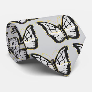 Gravata Desenho de Borboleta Branca
