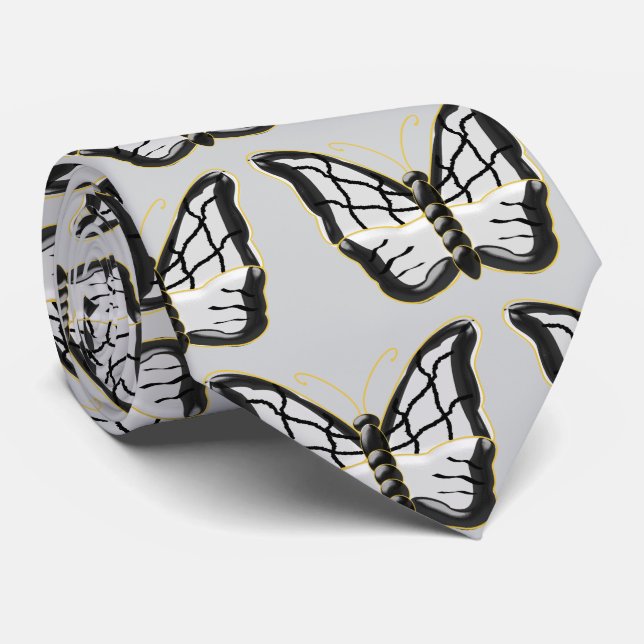 Gravata Desenho de Borboleta Branca (Rolled)