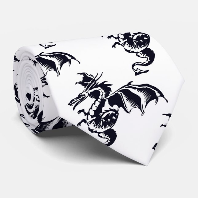 Gravata Desenho de Dragão Voador (Rolled)