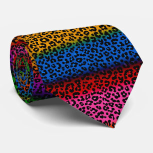 Gravata Desenho de Estampa de Animal Leopardo Colorido
