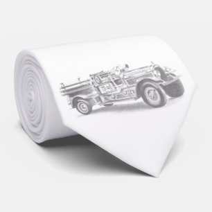 Gravata desenho de lápis de caminhão de bombeiro vintage