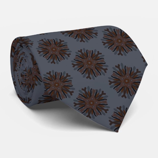 Gravata Desenho de Linha Simétrica Com Cores Castanhas Ter (Rolled)