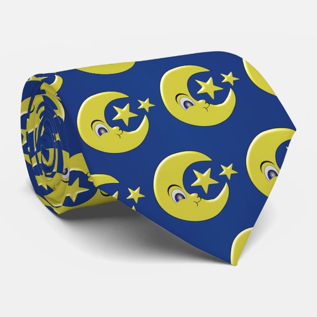 Gravata Desenho de Lua Com Estrelas (Rolled)