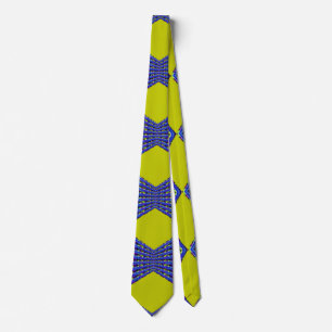 Gravata desenho de padrão azul e amarelo