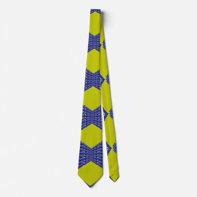 Gravata desenho de padrão azul e amarelo (Frente)