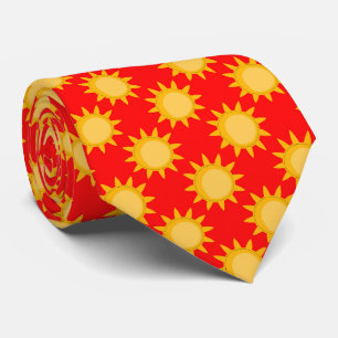 Gravata Desenho de padrão de sol brilhante em vermelho